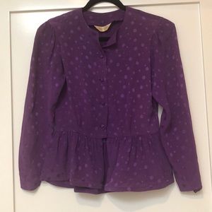 Oscar de la Renta Purple Polka Dot Top